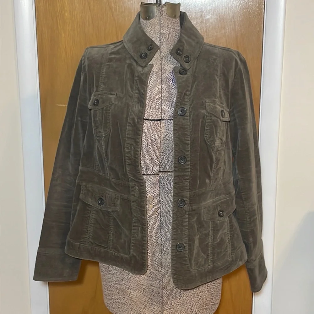 Sonoma Womens Large Brown Button Down Jacket with Pockets